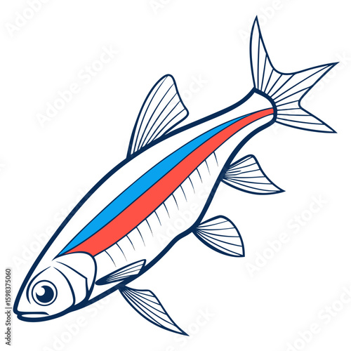 Neon Tetra Vector Illustration – Colorful Tropical Aquarium Fish Design