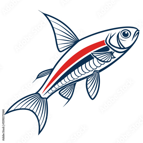 Neon Tetra Vector Illustration – Colorful Tropical Aquarium Fish Design