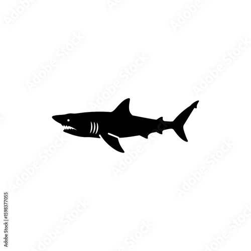 Black filled icon of a basking shark silhouette filter feeder marine theme