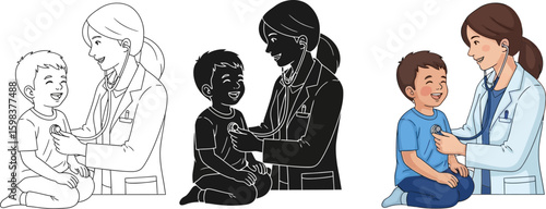 Pediatrician examining child doctor visit healthcare professional medical care