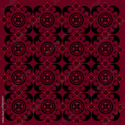 Vector geometric pattern, illustration geometric classic Ancient Roman ornament, on a burgundy background