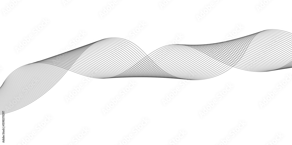 Fototapeta premium Abstract technology lines on white background. Undulate Grey Wave Swirl, frequency sound wave, twisted curve lines with blend effect, wave with lines created using blend tool.