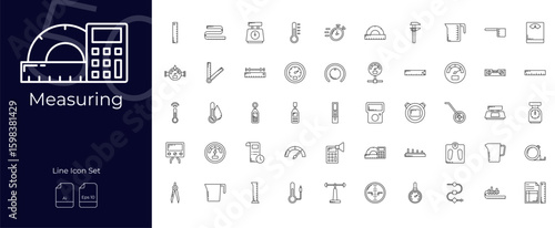 Measuring Line Editable Icons set. Vector illustration in modern thin line style of Measuring icons: measure, measurement, dimension, etc