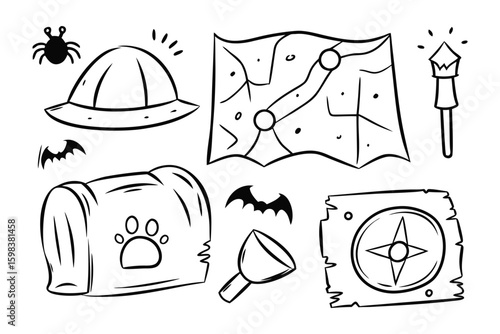 Adventure Quest: A collection of sketch style elements, perfect for conveying the spirit of discovery, exploration and quest