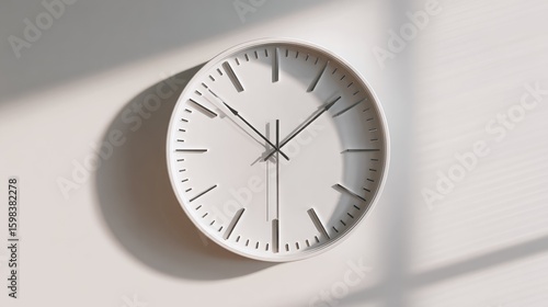 Wallpaper Mural Minimalist White Wall Clock in Sunlight with Shadow Play

 Torontodigital.ca