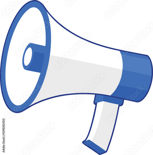 Blue and white megaphone announcer vector