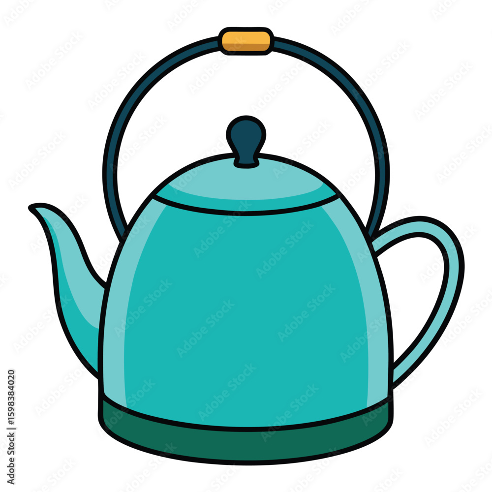 Obraz premium Classic red tea kettle illustration with steam accents isolated on white background