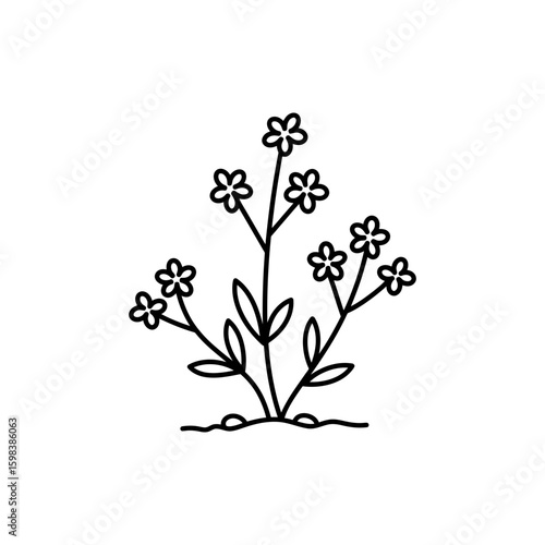 Thin Line Icon of Chickweed in Garden