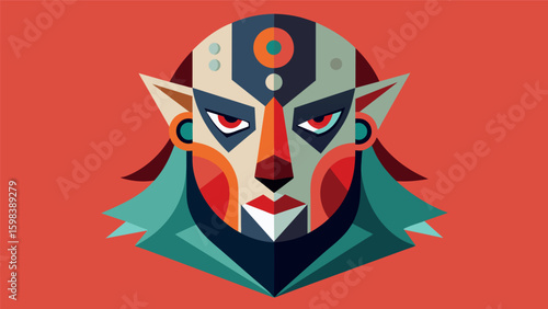 An abstract mask made of various fabrics and textures representing the complexity and depth of emotions in ones personality.. Vector illustration