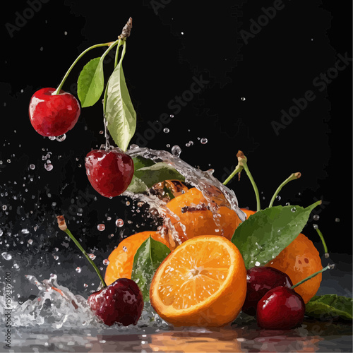 fruit in water splash