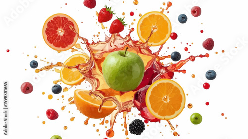 fruit splash isolated on white