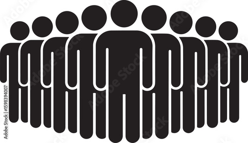 Group of stylized people standing together crowd figures