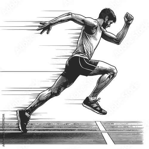 Runner sprinting on track surface