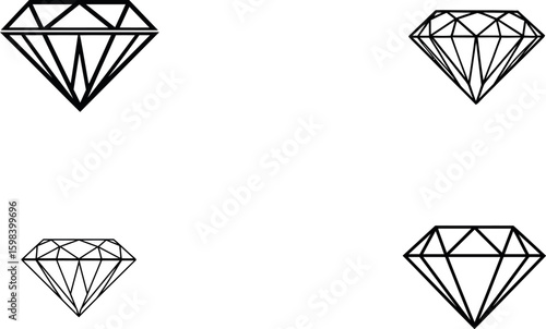 Diamond gem stone jewelry luxury brilliant cut precious carat gemstone crystal brilliant design vector silhouette