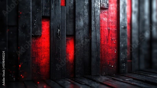 Red and Black Abstract Wood Paneling