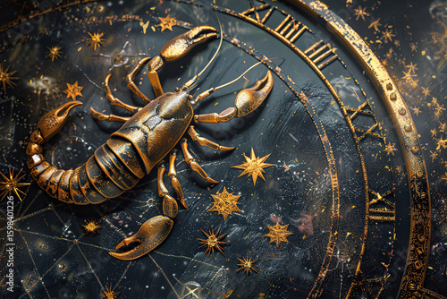 Abstract composition with concept of Scorpio zodiac sign symbol