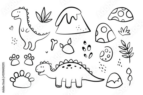 Dinosaur Sketch: A collection of playful and creative dinosaur sketch, perfect for kid design or education material. 