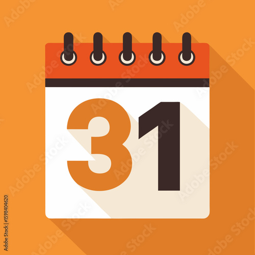 Flat design illustration of a calendar page showing the thirty first day of the month