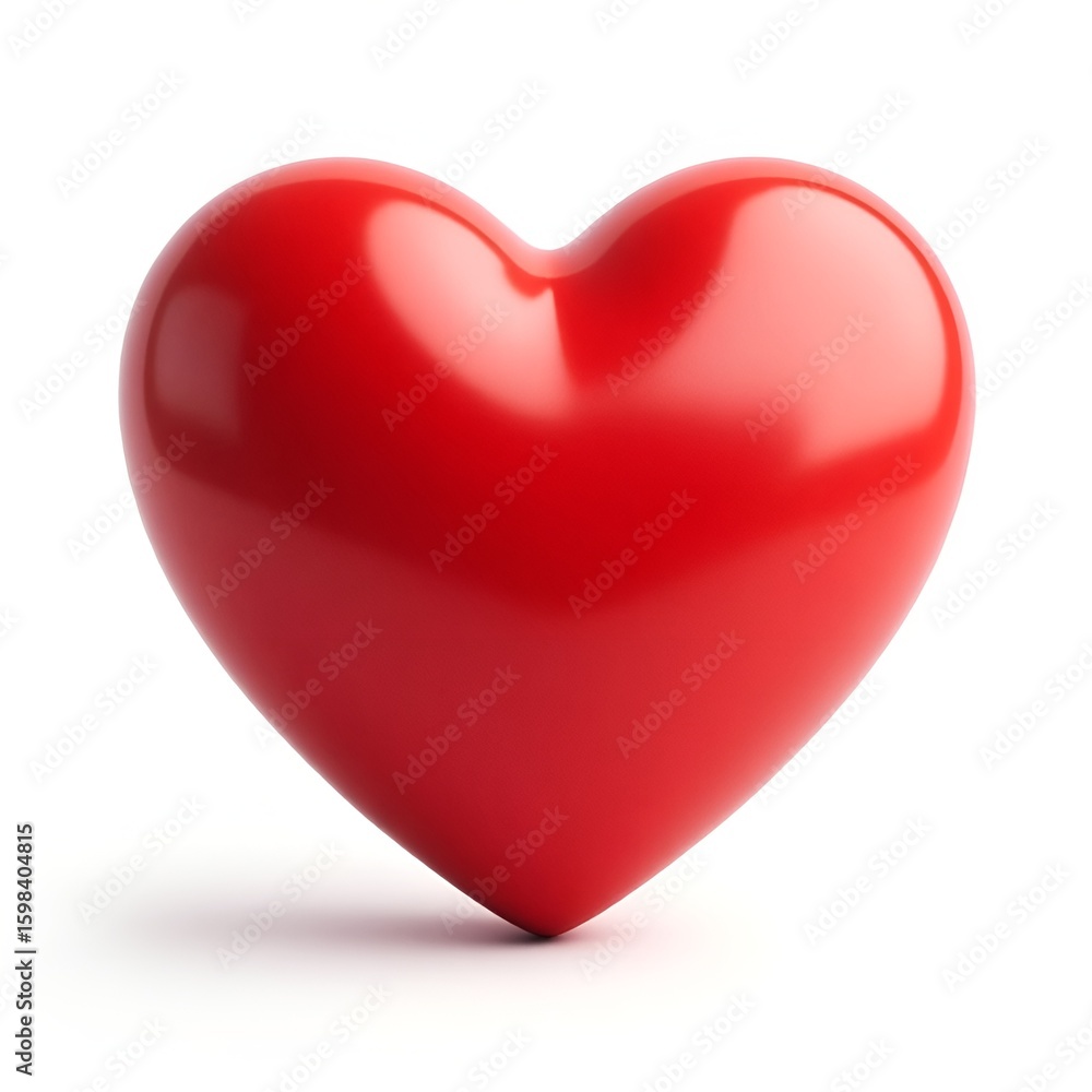 Beautiful Realistic 3D Red Heart Icon – Glossy Love Symbol Isolated on White Background Beautiful Realistic 3D Red Heart Icon – Glossy Love Symbol Isolated on White Background
