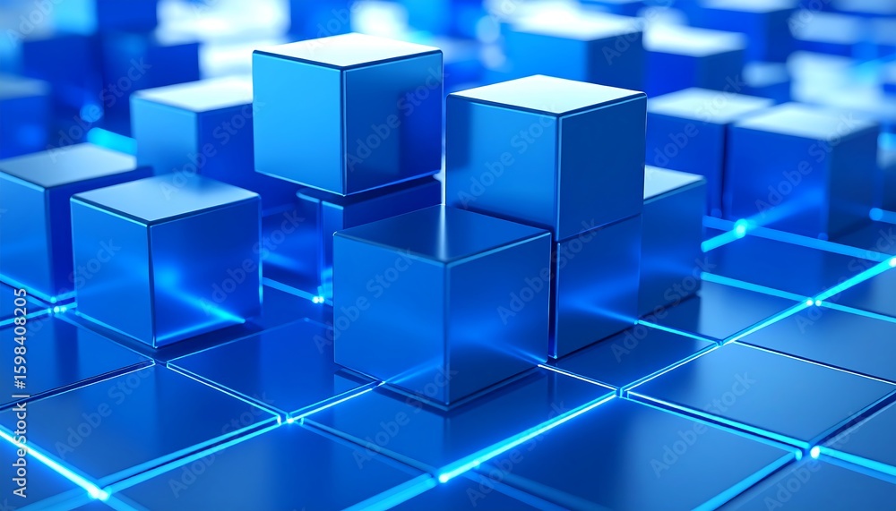 Obraz premium Abstract geometric pattern of blue cubes (1)