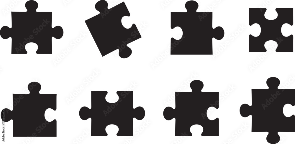 Naklejka premium Unity Puzzle Vector Set | Teamwork and Collaboration Concept Icons