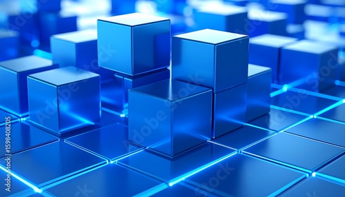 Abstract geometric pattern of blue cubes (1)