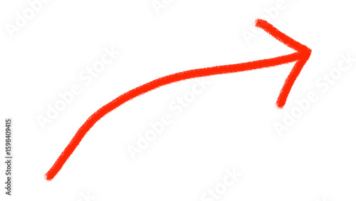 A bright red hand drawn arrow pointing upwards and to the right against a stark black background