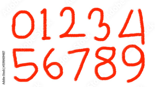 Bright red neon numbers zero through nine displayed clearly against a dark black background for countdowns or education