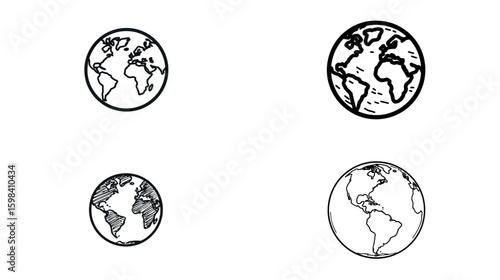 Earth globe world map geography drawing planet continents oceans atlas travel earth day illustration silhouette