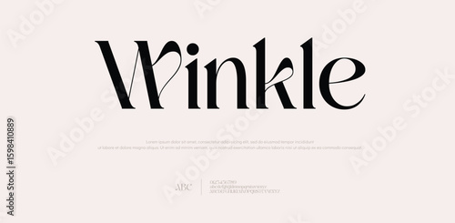 Winkle elegant font alphabet uppercase lowercase and number. Classic lettering minimal fashion designs. Typography modern serif fonts regular decorative vintage concept. Vector illustration