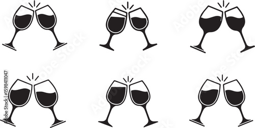 Clinking Glasses Vector Bundle | Celebration and Toasting Illustration Set