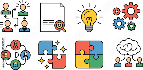 Teamwork collaboration communication idea generation and problem solving vector