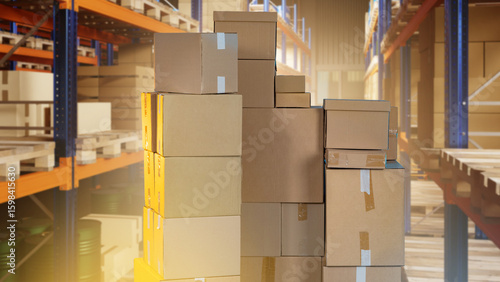Warehouse with boxes from i...