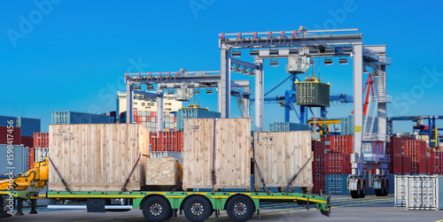 Loaded trailer with wooden ...
