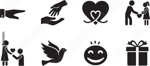 Kindness Icon Vector Set – Lifestyle Illustration – Emotion Collection