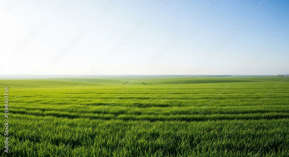 Obraz premium green field and blue sky