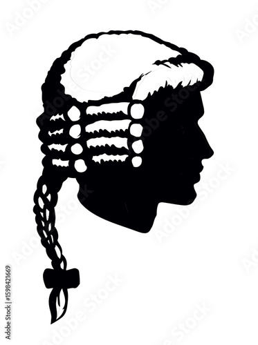 Vintage french wig. Vector drawing