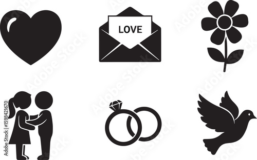 Love Message Vector Set – Lifestyle Illustration – Romance Collection