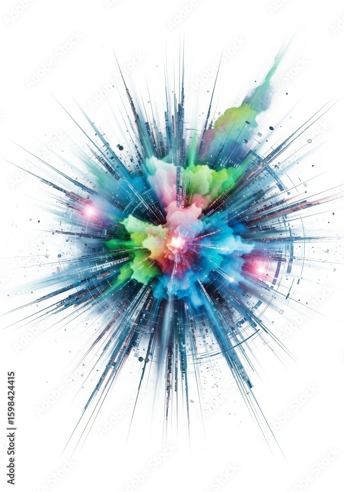 Obraz premium Colorful Explosion Abstract Art - This showcases an explosion of vibrant colors with a dynamic composition, creating a visually striking abstract representation