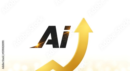 AI logo and up arrow in a graphic design, depicting growth and progress. 