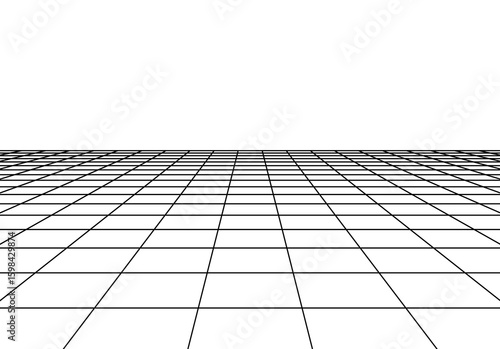 Wallpaper Mural Minimalistic grid floor with retro 80s synthwave style and aesthetics, isolated floor perspective view element. Retro computer horizon and terrain Torontodigital.ca