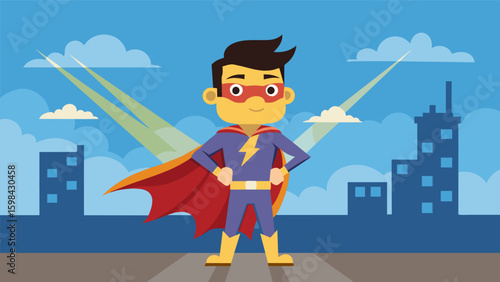A comic strip within a comic strip as the main character imagines himself as a superhero in his daytoday adventures.. Vector illustration