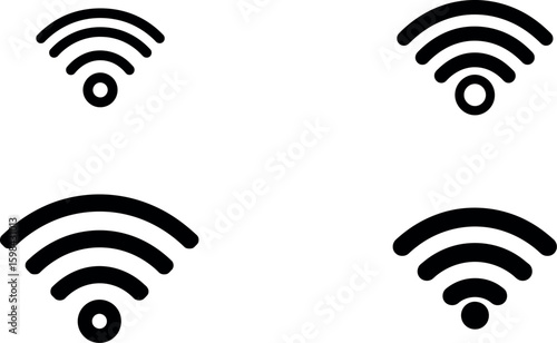 Wireless network wifi connection signal internet hotspot technology communication vector icon design silhouette