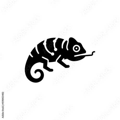 Adaptability Icon Black Filled Chameleon With Rotating Arrows Around Person