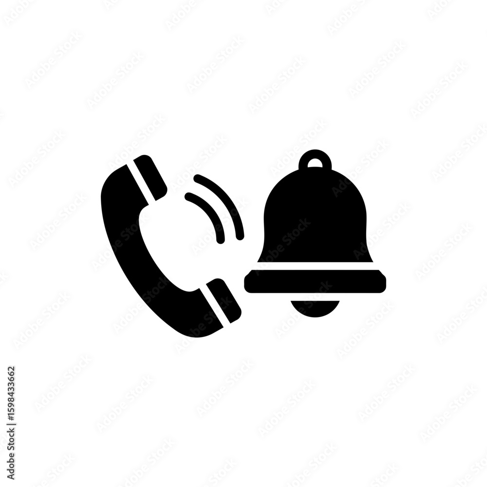Fototapeta premium Black Filled Ringing Phone Icon With Ring Symbols