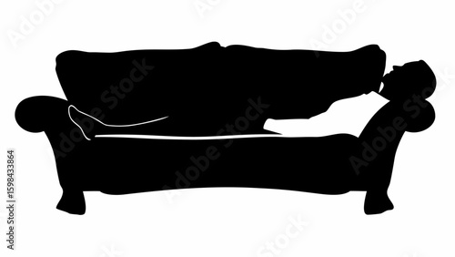 Silhouette of a person reclining on a large couch