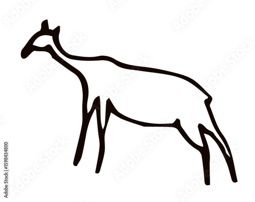 Primitive rock painting. Vector drawing