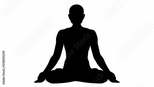Silhouette of person in lotus position meditating