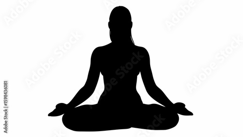 Silhouette of a woman in a lotus yoga position pose