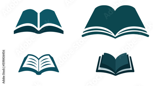 Open book reading education knowledge literature study learning library school textbook logo design vector silhouette